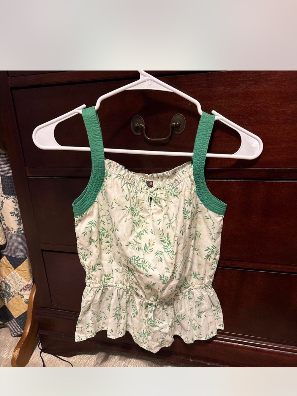 The Webster at Target Cream Floral Camisole with Green Trim